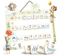 BIROYAL Daily Planner Children's Routine Magnetic Board | Routine Planner Children Including 185 German Magnets & Rope | 42 × 32 cm Writable and Wipe-Clean Task Board for Boys & Girls