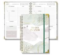 BIROYAL Daily Planner Undated A5 | 120-Day To Do Planner for Tasks & Notes | To Do List Pad | Daily & Weekly Planner Spiral Pad Hardcover | Perfect for Office & School | Ink Wash