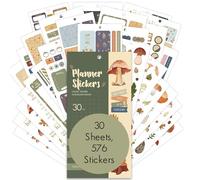 BIROYAL Happy Planer Sticker Set, Easy Remove, Multicolour Stickers for Diary, Planner and Calendar, Scrapbook Accessory, Jungle Season Theme, 30 Sheets