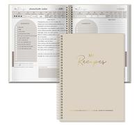 BIROYAL Large-Size A4 Recipe Book for Own Recipes - Blank Recipe Journal for 88 Recipes, 128 Pages Spiral Family Cooking Notebook to Organize Your Personalised Cookbook, For Family & Cooking Lover