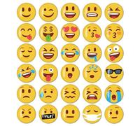 BIROYAL Set of 30 Fridge Magnets - Decorative Smiley Faces & Emoji Magnets for Fridge, Whiteboard, Pin Board - Round, 30 mm