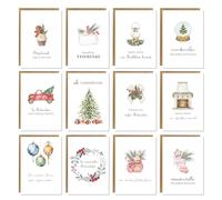 BIROYAL Weihnachtskarten mit Umschlag Set (12 Stück) | A6 Postkarten Set für Weihnachten | Coole Weihnachtskarte Weihnachtspostkarten Christmas Postkarte mit Umschlägen für deine Weihnachtsgrüße