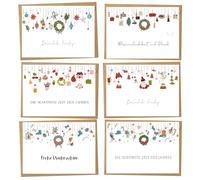 BIROYAL Weihnachtskarten mit Umschlag Set (12 Stück) | Weihnachtsblumengirlande Klappkarten | Coole Weihnachtskarte Weihnachtspostkarten Christmas Postkarte mit Umschlägen für deine Weihnachtsgrüße