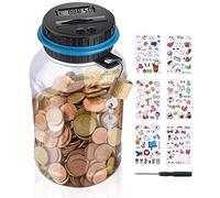 Birshe Digital Coin Bank, 1.8 L, Silver, Large Money Box with Counter and Lock for Children