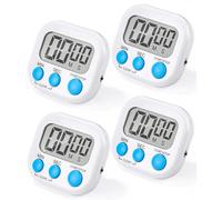 Birshe Pack of 4 Magnetic Stopwatch Kitchen Timer, White, Digital Magnetic Stopwatch Timer Countdown Stopwatch Kitchen with LCD Loud Alarm for Cooking Bathroom Teacher Gym Sports Classroom