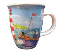 Birsppy Ahoy Lighthouse Nevis Shape Mug, Fine Bone China, Coffee Cup, 0.48 L