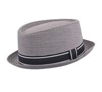 Birsppy JMC Trading Company New Grey Pork Pie HAT with A Striped Band (57CM)