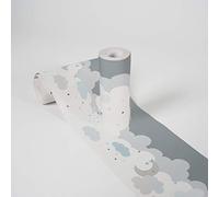 Birsppy Wallpaper Borders Self-Adhesive Lovely Kids Dreamy Sky A.S. Création Wallpaper Borders for Kids 5.00 m x 0.155 m Grey Blue White Made in Germany 403744 403744