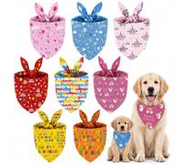 BIrsssEE 8PCS Dog Bandanas Birthday for Large Extra Large Dogs Girl Boy Pet Neckerchief Triangle Dog Bibs Assortment for Party Happy Birthday Gift Pet Costume Accessories
