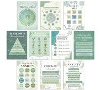 BirtDerr 10 Pcs Greenery Mental Health Posters, Psychological Wall Decor, Therapy Office Decor, Counseling Office Must Haves, School Counselor Supplies, Mental Health Gifts,Social Worker Decor