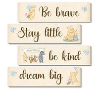 BirtDerr 4Pcs Winie Wall Decorations-he Pooh Baby Stuff-Bedroom Wall Decor-Adorable Pooh Sign for Room Nursery Decor-Baby Shower Decorations(Classic)