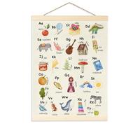 BirtDerr Alphabet Poster Hanger Frame, Banner Poster Wall Art with Wooden Frames, Alphabet Banner Wall Hanging Decor for Toddler Playroom Nursery for Classroom
