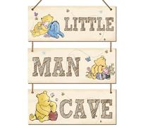 BirtDerr Winnie the Pooh Wooden Plaque, 3pcs Nursery Wall Art Decor, Yellow, 10 x 4 Inches, Unframed, Unfinished, Indoor, Landscape