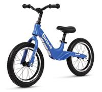 Birtech 14" Balance Bike for Boys and Girls, Air Tires with Magnesium Alloy Frame, Lightweight No Pedal Kids' Bike for 3-6 Years Old, Training Bike with Adjustable Handlebar and Seat (Blue, Air Tire)