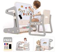 Birtech Art Easel for Kids Easel for Toddlers Standing Art Easel Height Adjustable Drawing Board with Magnetic Whiteboard & Pen, Kids Table and Chairs Set with Storage Tray for Boys Girls
