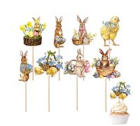 Birtern 120 Pieces Rabbit Cupcake Toppers Bunny Topper Paper Pick Animals Rabbit Cupcake Toppers Paper Picks, Rustic Spring Party Decorations For Photo Wall Backdrop, Rustic Cupcakes Display