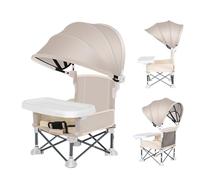 Birtern Baby Folding Dining Chair with Canopy 38x31x37cm Booster High Chair Seat with Tray Portable High Chair for Babies Toddler Travel Booster Seat for Camping Beach Lawn Indoor Outdoor Activity