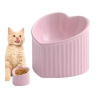 Birtern Ceramic Cat Food Bowl, Inclined Ceramic Bowl for Cat Water Feeding, Elevated Heart Shape Slanted Dish, Shallow Porcelain Pet Feeder for Small To Medium Cats