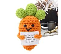 Birtern Crochet Positive Things,Positive Carrot | Funny Cute Carrot Stuffed Motivational Decorations Holding Card for Christmas Valentines Birthday Work Desk Home