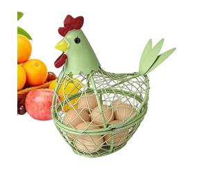 Birtern Egg Collecting Basket | Metal Rustic Kitchen Decor | Chicken Egg Holder Hen Shaped Basket,for Farmhouse Counter Backyard Garden Coop Easter Fruit Vegetable