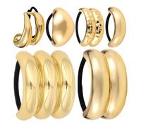 Birtern Hair Tie with Gold Cuff | Elastic Ponytail Cuffs,Stylish Ponytail Holders - for Women Ladies Girls Wives Dancers Performers Birthday Holiday Gym Dating Yoga Class School Wedding