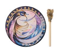 Birtern Handmade Shaman Drum | Bird Print Shamanic Drums Drum Instruments - Colorful Shaman Tools Meditation Drum for Music Meditation Rituals
