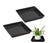 Birtern Plant Pot Tray | Planter Drainage Square Plate | Heavy Duty Deep Drip Plant Saucer Set of 2 for Nursery Greenhouse Windowsill Gardening