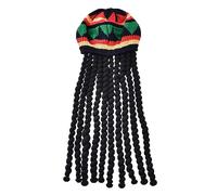 Birtern Rasta Hat with Black Dreadlocks Wig, Mens Costume Hat, Party Festival Cosplay Accessory, Bob Marley Style