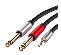 Birtern Stereo 3.5mm to Two Mono 6.35mm Cable,3.5mm to Two 6.35mm Audio Cable | Reinforced Jacket 1.5m Design for Live Performance Keyboard Players Studio Home Dj Equipment Studio Musicians