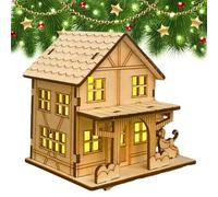Birtern Village Display - Rustic Cottage Building Model | Crafts Wooden Cabin, Collectible Figurines with LED Lights, Decorations Home Decor