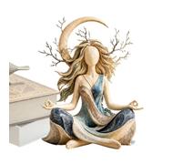 Birtern Winter Moon Goddess Sculpture, Serenity Growth Meditation Statue | 16.5x14cm Handmade Resin Goddess Sculpture, Religious Meditation Figurine With Nature Branch Details, For Home Decor