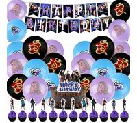 Birth Anime Birthday Decorations for Boys Girls, Descen-dants Cake Toppers Party Latex Balloons Cake Decoration Happy Birthday Banner Party Supplies for Kids Teenager Theme Decor