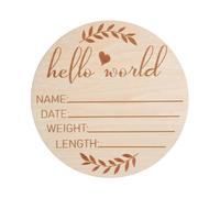Birth Announcement Sign - 5.9 Inch Round Wooden Baby Nursery Name Signs - Baby Welcome Sign for Hospital, Birth Sign for Photo Prop, Baby Shower