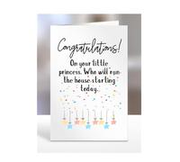 Birth baby girl card, funny, joke, gifts, present, On your little princess Who will run the house starting today, A5-235_38