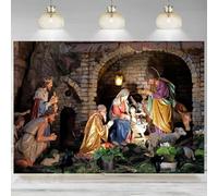 Birth Backdrop Manger Nativity Photography Baby Nativity Figurine Background Family Church Party Decor Xmas Banner 240X180cm
