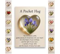 Birth Flower Pocket Hug Gift-Personalized Monthly Flower Token,Heart-Shaped Mini Keepsake for Encouragement Anxiety Relief & Emotional Support, Birthday Gifts for Women,Friends,Family,Lover (Feb.)