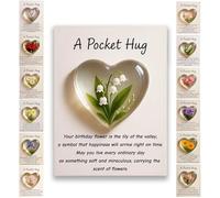 Birth Flower Pocket Hug Gift-Personalized Monthly Flower Token,Heart-Shaped Mini Keepsake for Encouragement Anxiety Relief & Emotional Support, Birthday Gifts for Women,Friends,Family,Lover (May.)