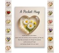 Birth Flower Pocket Hug Gift-Personalized Monthly Flower Token,Heart-Shaped Mini Keepsake for Encouragement Anxiety Relief & Emotional Support, Birthday Gifts for Women,Friends,Family,Lover (Apr.)