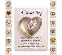 Birth Flower Pocket Hug Gift-Personalized Monthly Flower Token,Heart-Shaped Mini Keepsake for Encouragement Anxiety Relief & Emotional Support, Birthday Gifts for Women,Friends,Family,Lover
