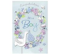Birth New Born Baby Boy Card - Congratulations SIMON ELVIN 7.5" x 5.25" 22487