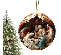 Birth of Jesus Christmas Decorations - Acrylic Christmas Scene,Acrylic Beautifully Carved Pendant Crafts for Stair Railing Wall Porch Garden Car Rear View Family Friend