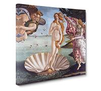 Birth Of Venus by Sandro botticelli Classic Painting Canvas Wall Art Print Ready to Hang, Framed Picture for Living Room Bedroom Home Office Décor, 20x20 Inch (50x50 cm)