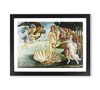 Birth Of Venus By Sandro Botticelli Classic Painting Framed Print | A4 Black Framed Wall Art | Ready to Hang | Classic Historical Picture | Living Room Bedroom Lounge Office