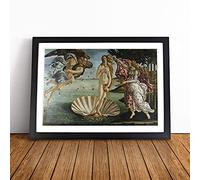 Birth Of Venus By Sandro Botticelli Framed Wall Art Picture Print - Canvas Painting - Modern Home Décor Poster - Ready to Hang for Living Room Bedroom Kitchen - Black A3 (36 x 48 cm)