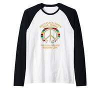 Birth Place Earth-Race Human-Equality Peace-Sign Raglan Baseball Tee