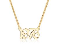 Birth Year Number Necklace, 14k Gold Plated Old English Necklaces Personalized Birthday Jewelry for Women Daughter Teen Girl Sister