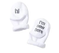 BirthBag Baby Socks with Message Hi, I'm New Here White Grey 0-3