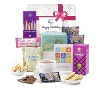 Birthday Afternoon Tea Hamper for Her by Hattie's Gifts - Vintage Victorian Tea, Shortbread Biscuits, Birthday Cake Meringue, Milk Chocolate, Gourmet Popcorn & Card