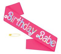 Birthday Babe Birthday Sash with Iridescent Foil, Hot Pink Funny Birthday Sash for Women Girls Official Teenager Sweet 16, 21st 30th 40th 50th Birthday Party Ideas, Gifts, Jokes and Favors