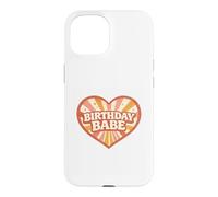 Birthday Babe Retro Groovy Heart Vintage Sunrays Sparkle Case for iPhone 15